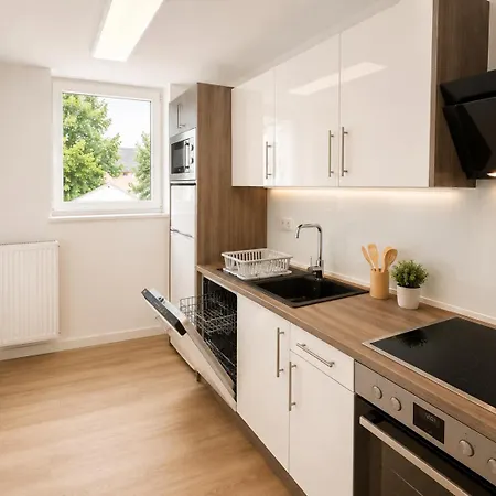 Apartmán Flats Premium 4 6 Bett Apartment, 3 Schlafzimmer, Smarttv, Kueche